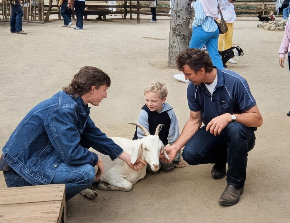 Petting zoo day with the family goat
